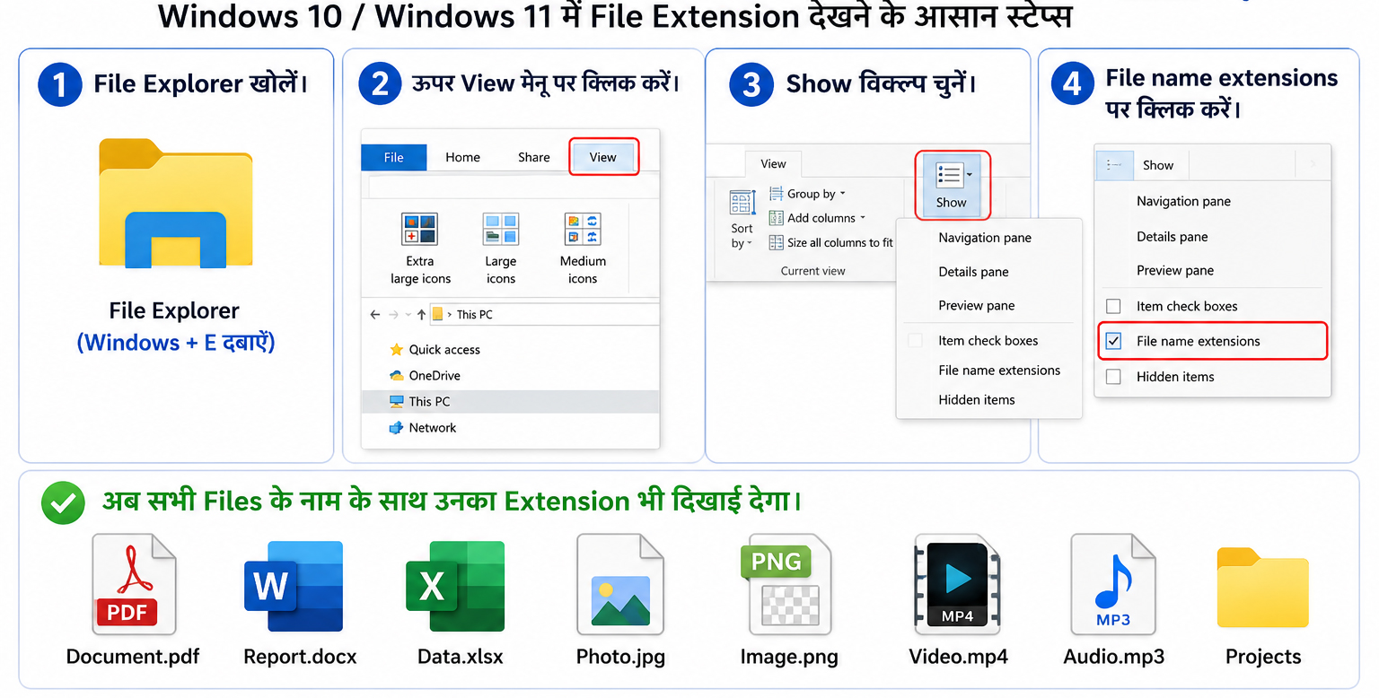file extension kaise dekhe