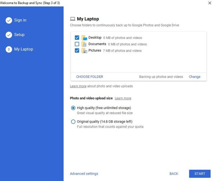 My laptop setup, backup google photos backup selection file and photo