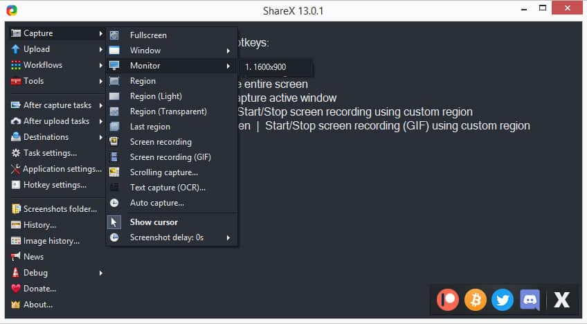 ShareX screen recording software
