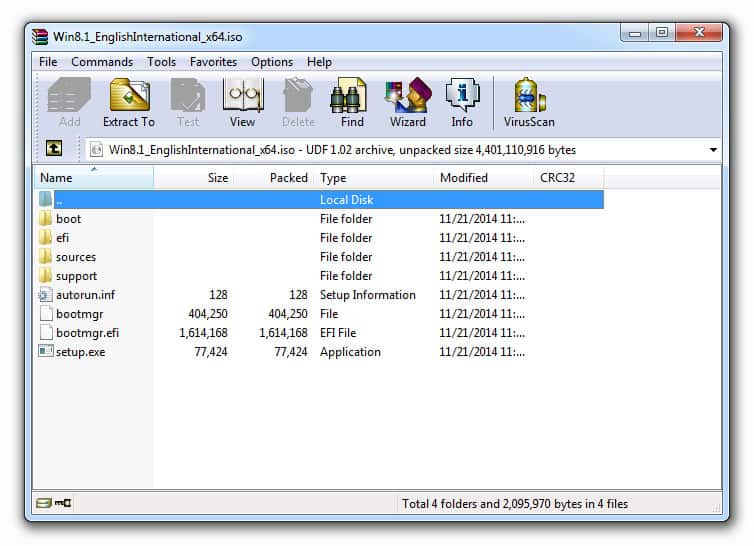 WinRAR open for ISO File Extract