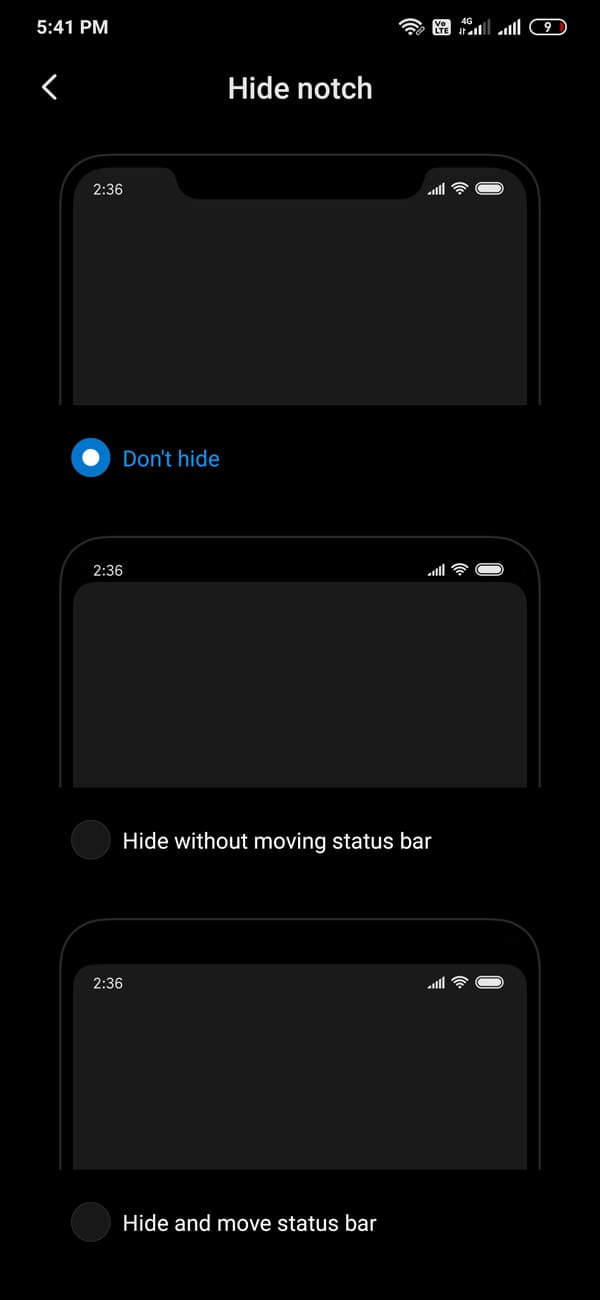 Hide the Notch in redmi note 8 pro