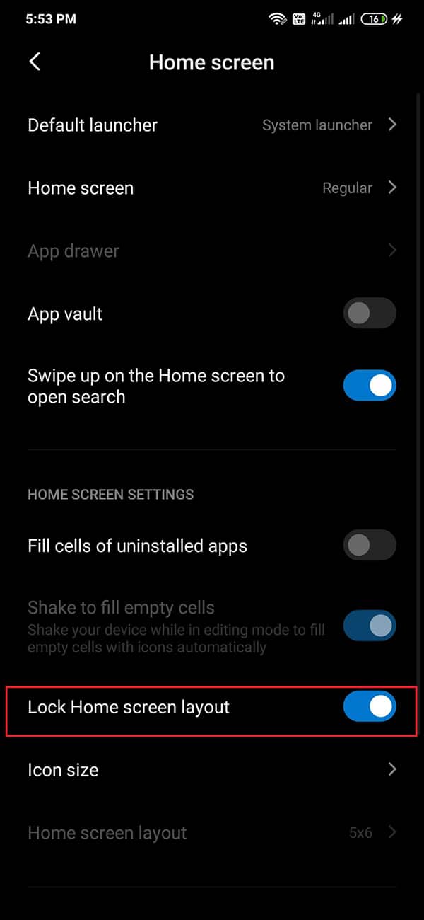 Lock Home Screen Layout 