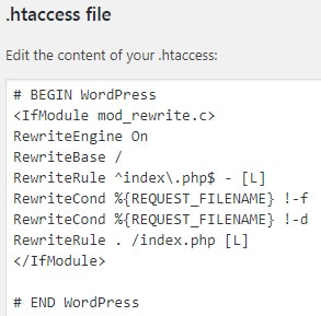 htaccess file code in WordPress