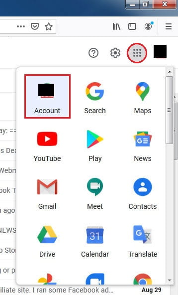 Google gmail me account option