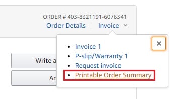 4th number option click toPrintable Order Summary