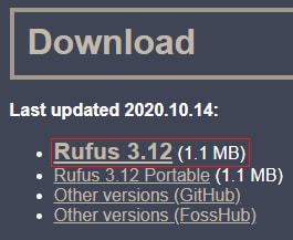 Rufus tool download links