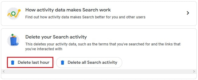 Delete your Search activity