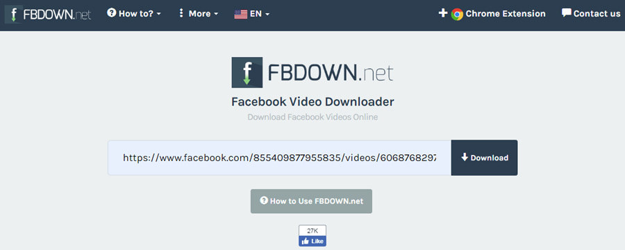 FBdown website par facebook url paste
