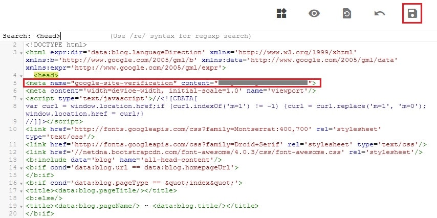 HTML tag code paste in blogger edit HTML